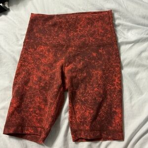 Lululemon Red Patterned Biker Shorts